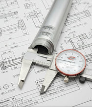 Load image into Gallery viewer, micromoeter showing inside diamter of aluminum tube silver colored